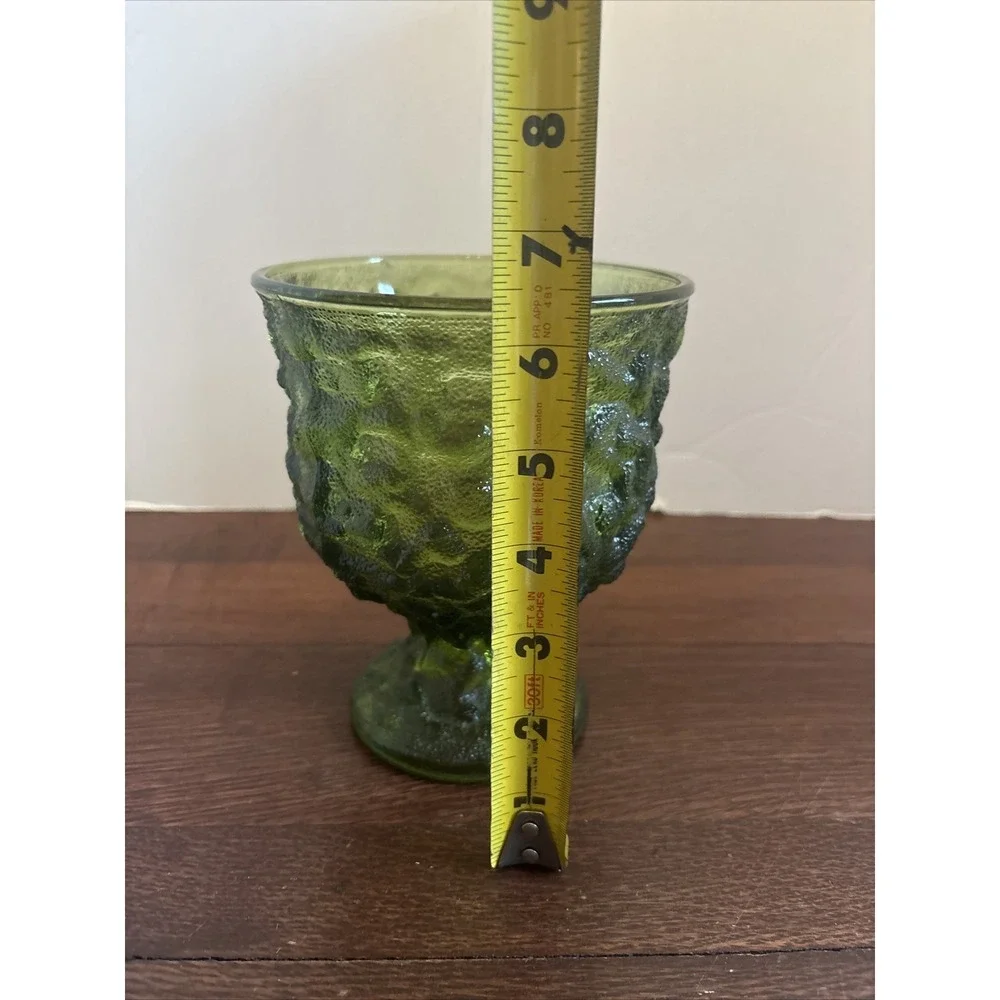 E.O. Brody Green Glass Goblet 1960's Vintage Candy Dish Planter Compote A102